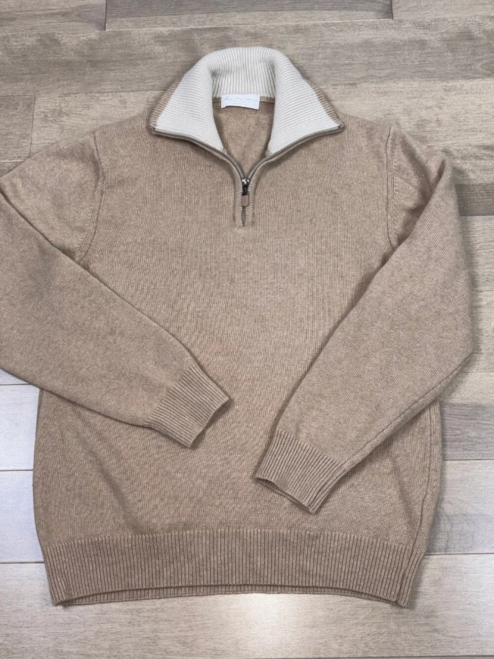MARY ANNE CASHMERE men's 1/4-zip cashmere and wool sweater size Medium